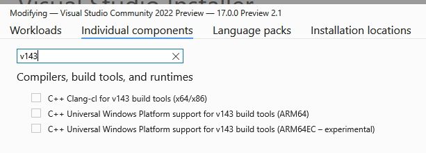 C++ Build Tools Not Shown